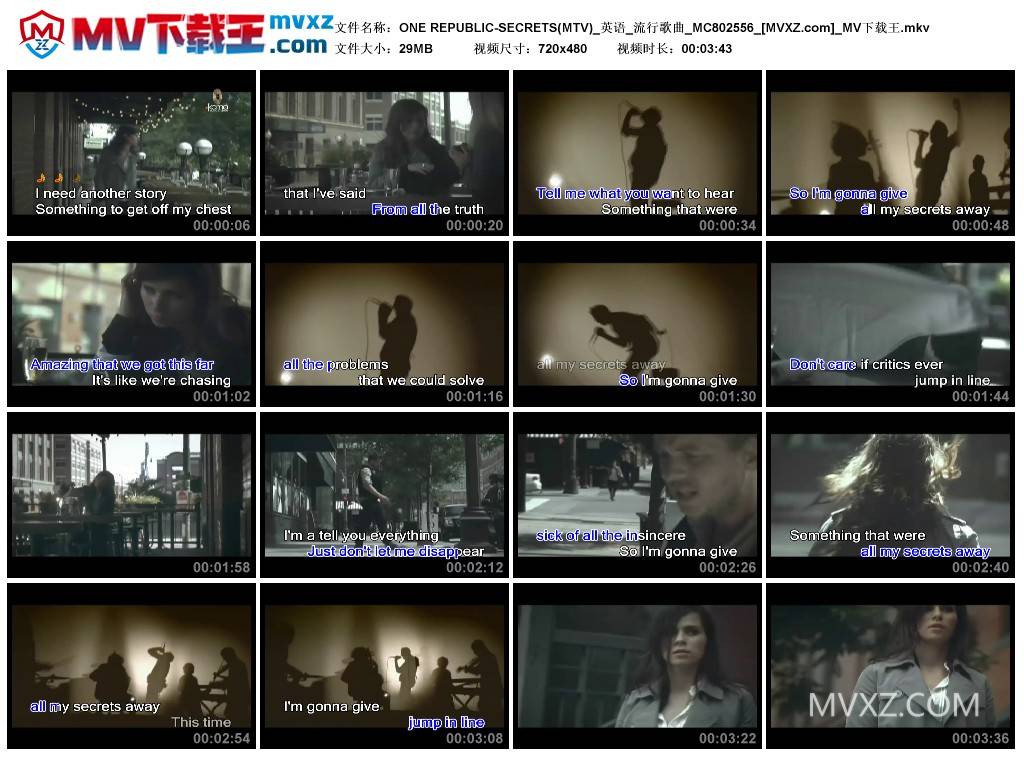 ONE REPUBLIC-SECRETS(MTV)_英语_流行歌曲_MC802556